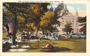 LONG BEACH, CA California   LINCOLN PARK~Picnics & CITY HALL  1925 Postcard