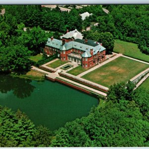 c1960s Monticello, ILL Robert Allerton Park House Aerial Mansion Pool PC IL A236