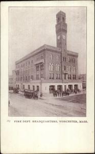 Worcester MA Fire Dept Station c1905 Postcard