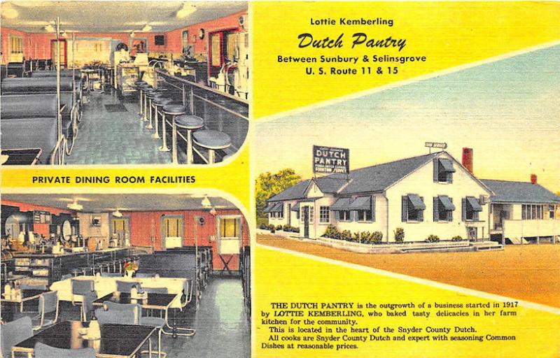 Dutch Pantry Restaurant Multi-Views Between Sunbury & Selinsgrove PA Postcard