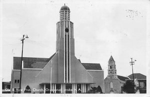 Old and New Prot. Church, Real Photo Oranjestad Aruba 1950 paper wear on back