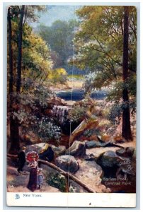 c1910 Harlem Pool Central Park New York NY Oilette Art Tuck Postcard