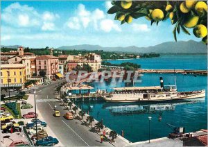 Modern Postcard Lake Garda Desenzano general view boat