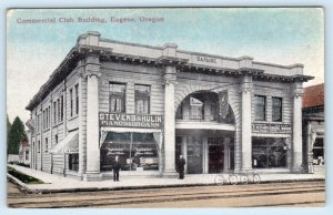 EUGENE, Oregon OR ~ COMMERCIAL CLUB Stevens & Hulin Pianos 1910s  Postcard