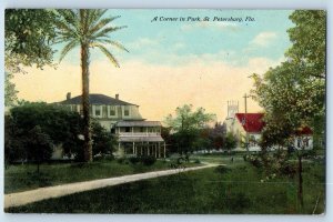 St. Petersburg Florida FL Postcard A Corner In Park Scenic View c1910's Antique