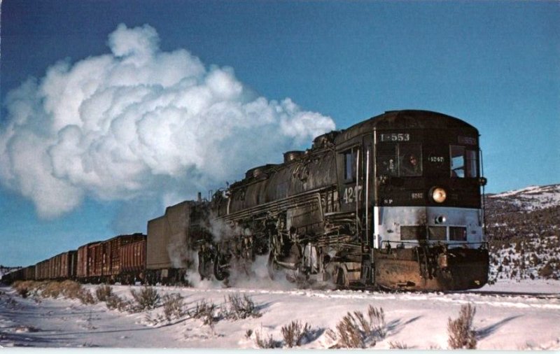 Southern Pacific Rail 1-553 Cab Forward 1956 Postcard 8.75 x 5.5 California