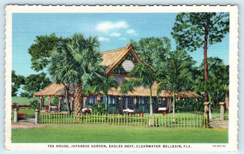 CLEARWATER-BELLEAIR, Florida FL ~ Japanese Garden TEA HOUSE Eagles Nest Postcard