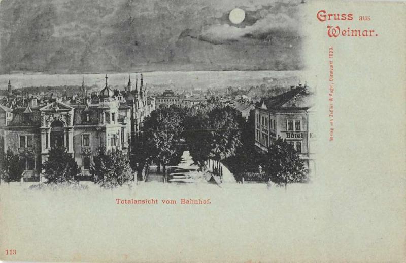 Weimar Thuringia Germany Gruss aus scenic view at night antique pc Z26137