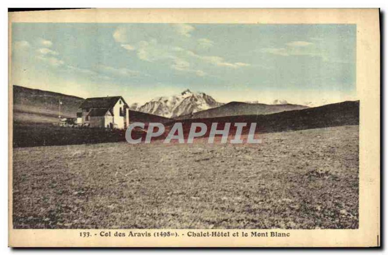 Old Postcard Col des Aravis Chalet Hotel and Mt.
