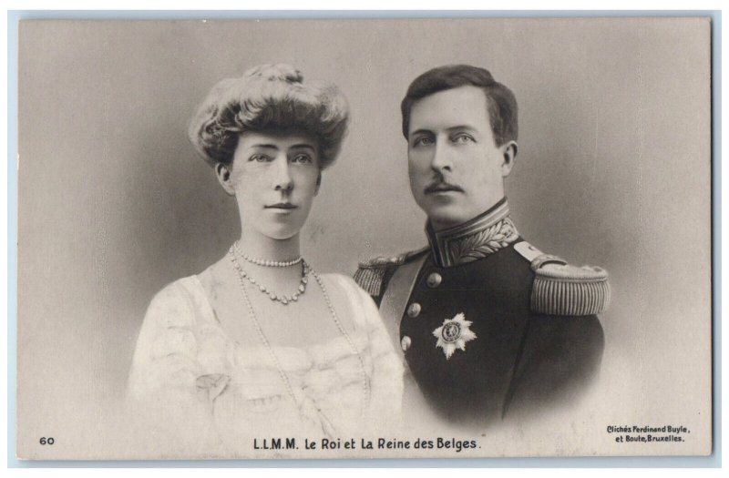 Belgium Postcard L.L.M The King and Queen of the Belgians c1910 RPPC Photo