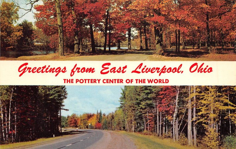 East Liverpool Ohio 1950-60s Postcard Multiview Pottery Center of World Road ...