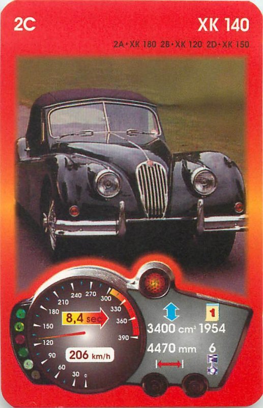 Piatnik 6x9cm auto revue trade card 2C JAGUAR XK 140