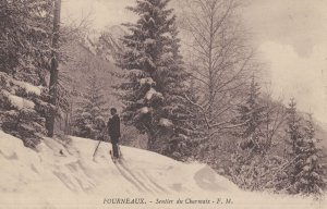 Fourneaux Sentier du Charmaix Old French Skiing Postcard