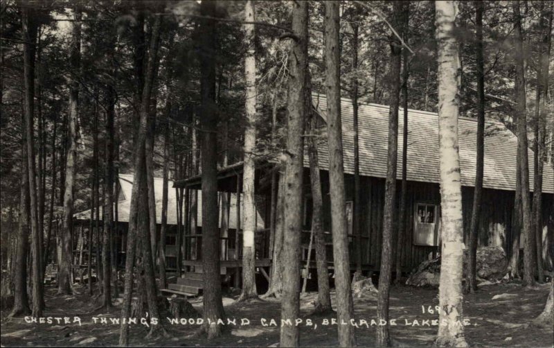 Belgrade Lakes Maine ME Chester Thwing Woodland Camps Real Photo