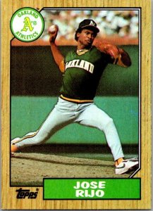 1987 Topps Baseball Card Jose Rijo Oakland Athletics sk2363