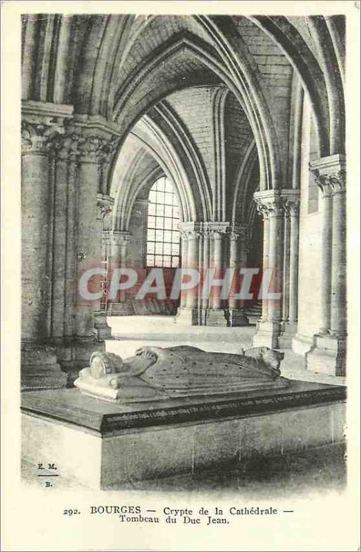 Old Postcard Bourges Crypt of the Cathedral Shrine of the Duke Jean
