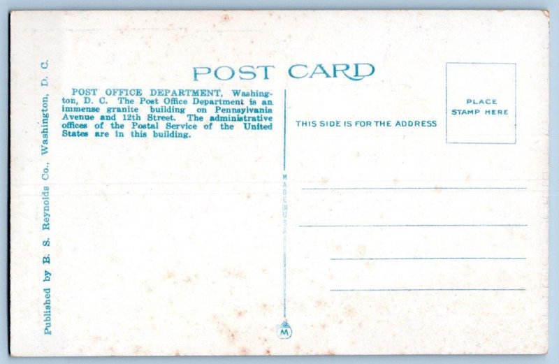 1920's POST OFFICE DEPARTMENT BUILDING WASHINGTON DC PRINTER ERROR OFFSET CUT