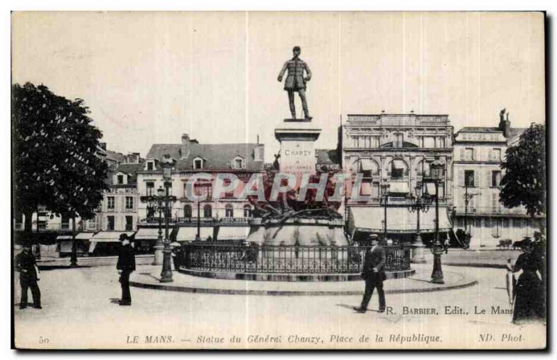 Old Postcard Le Mans Statue of General Chanzy Place de la Republique Army