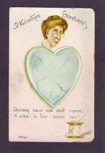 Antique Fantasy Valentine postcard -Charming Maid Max Ettlinger 1906