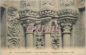Old Postcard The Cathedral of Rouen Porte Saint Jean Capitals twelfth Century