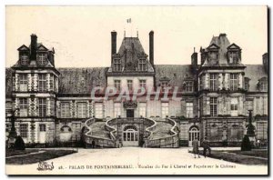 Postcard Old Palace of Fontainebleau iron staircase horse and frontage on the...