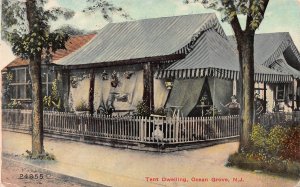 Tent Dwelling, Ocean Grove, New Jersey, Early Postcard, Used in 1910