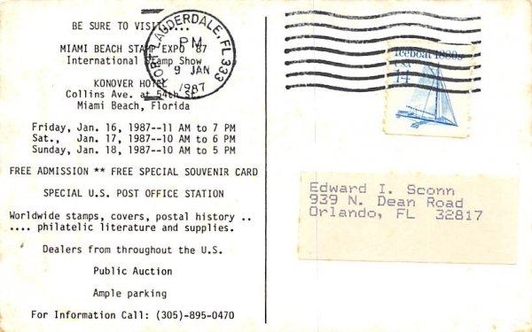 Miami Beach Stamp Expo' 87 Florida