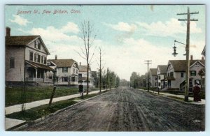 NEW BRITAIN, Connecticut CT ~ BASSETT STREET Scene 1908 Hartford County Postcard