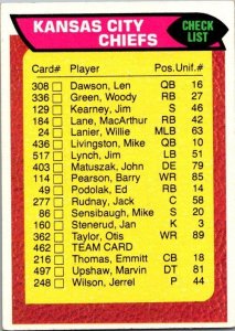 1976 Topps Football Card Kansas City Chiefs Checklist sk4514