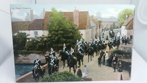 Vtg Military Postcard 1st Royal Dragoons passing thru a Hampshire Village c1904