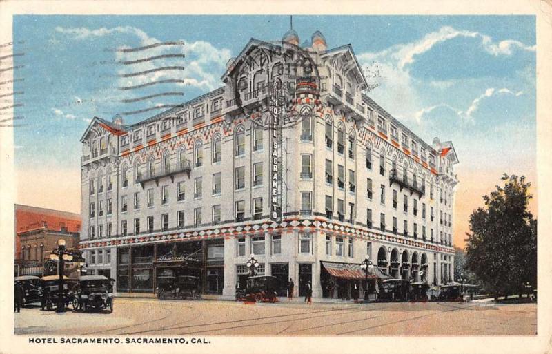 Sacramento California Hotel Street View Exterior Antique Postcard K13763