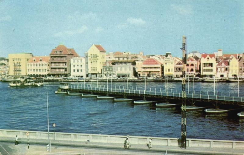 curacao, N.W.I., WILLEMSTAD, Harbour Entrance with Pontoon Bridge (1971) Stamp