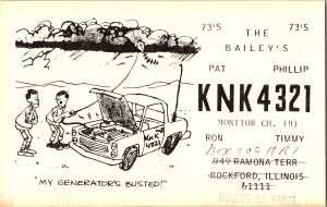 QSL Radio Card From Roscoe ILL. Illinois KNK4321