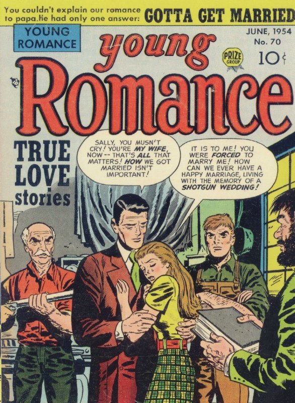 Young Romance True Love 1950s Comic Book Shotgun Wedding Postcard