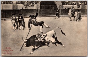 1910 Sivilla Corrida De Toros Salto De La Garocha Spain Posted Postcard