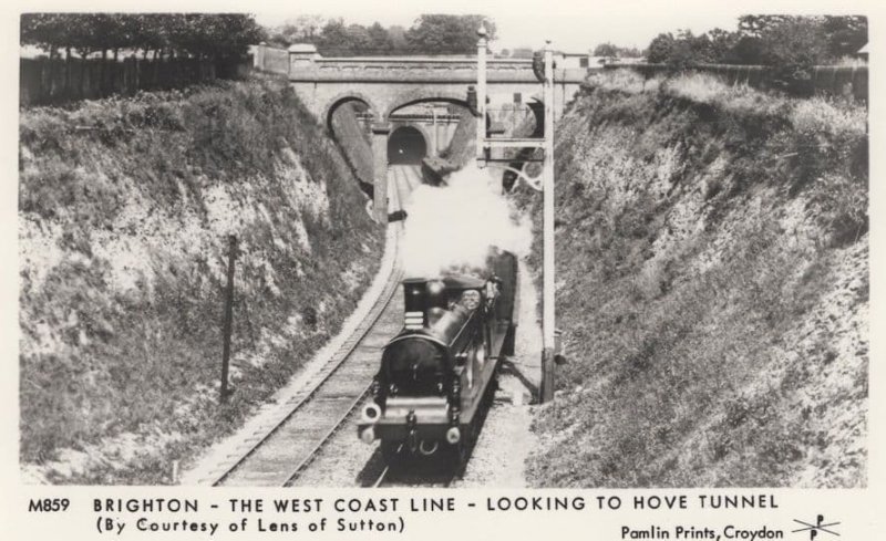 Brighton West Coast Line Train Railway Hove Tunnel Sussex Postcard