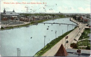 Postcard NJ Wesley Lake, Asbury Park and Ocean Grove