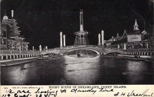 c.'06, Coney Island,, NY, Night Scene in Dreamland,  Old Postcard