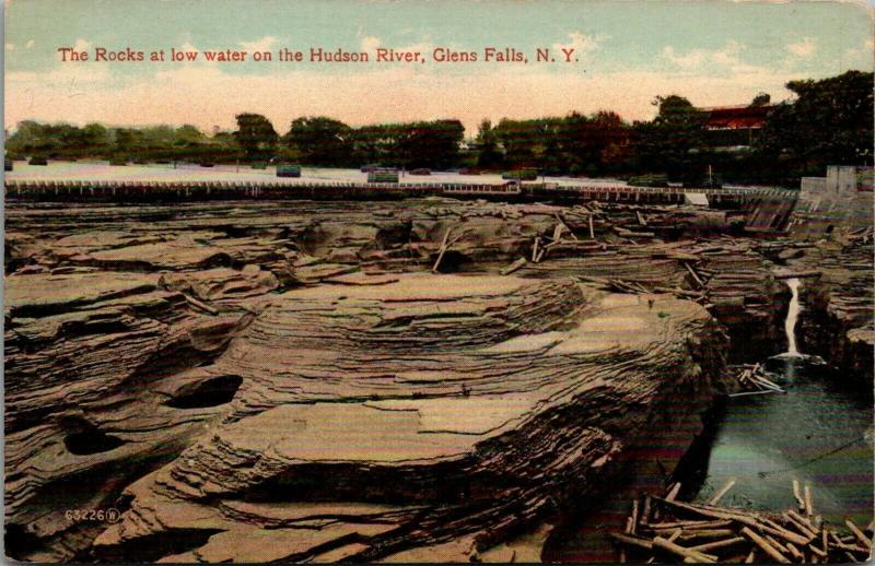 Glens Falls New York~Shale Rocks in Hudson River @ Low Water~Wood Crates~c1910