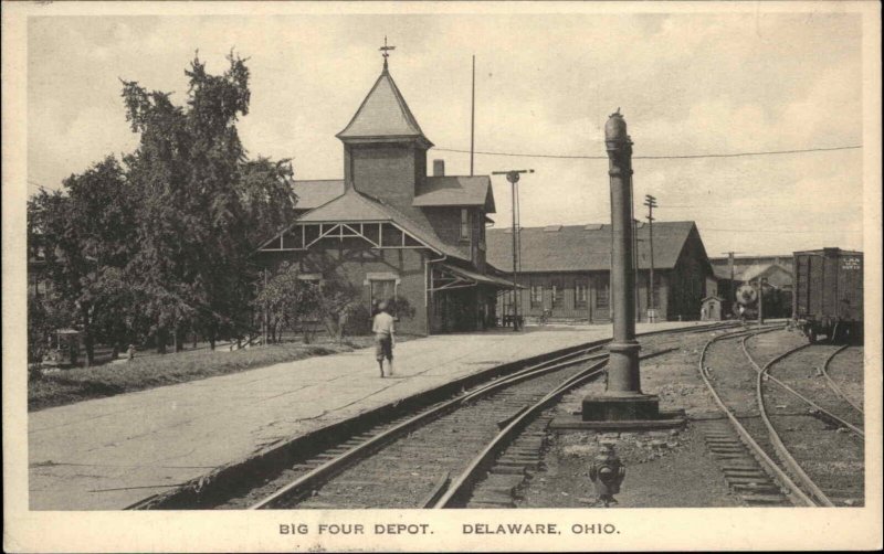 Delaware OH Big Four RR Depot Train Station c1910 Postcard