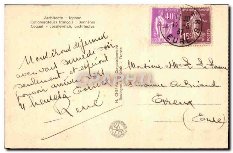 Old Postcard Pavillon De L & # 39URSS Paris International Exhibition in 1937 ...