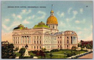 Vtg Indianapolis IN Indiana State Capitol 1940s View Linen Postcard
