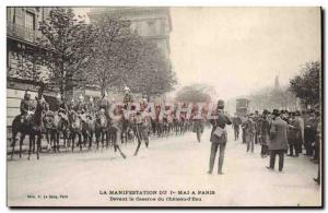 Old Postcard The May 1st demonstration in Paris in front of the barracks of C...