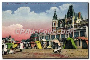 Old Postcard Villers sur Mer casino Municipal seen from the beach