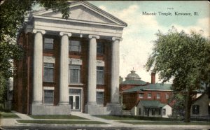 Kewanee Illinois Masonic Temple c1900-20s Vintage Postcard