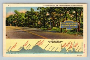 Pennsylvania, LINCOLN HIGHWAY, Bald Knob Summit, Linen Postcard
