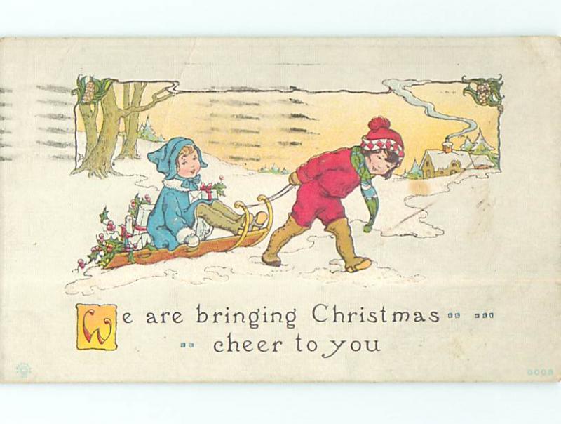 Divided-Back christmas GIRL AND GITS RIDE TOBOGGAN SLED v2221