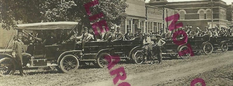 Cook NE RPPC 1909 AUTO RALLY Car Parade BOOSTERS nr Nebraska City Auburn