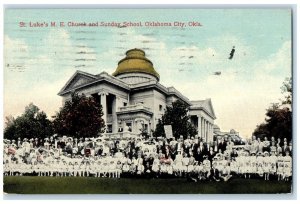 1918 St. Luke's ME Church And Sunday School Oklahoma City OK Antique Postcard