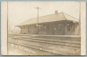 AURORA OH RAILROAD STATION RAILWAY TRAIN DEPOT ANTIQUE REAL PHOTO POSTCARD RPPC